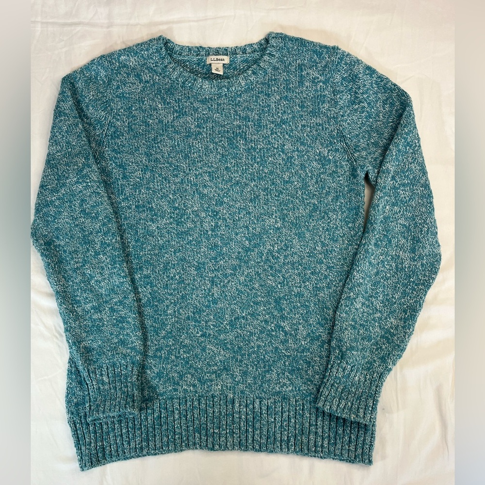L.L. Bean Women’s Blue 100% Cotton Ragg Pullover Sweater Medium Classic